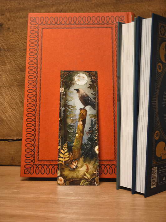 Marque page corbeau sous la lune