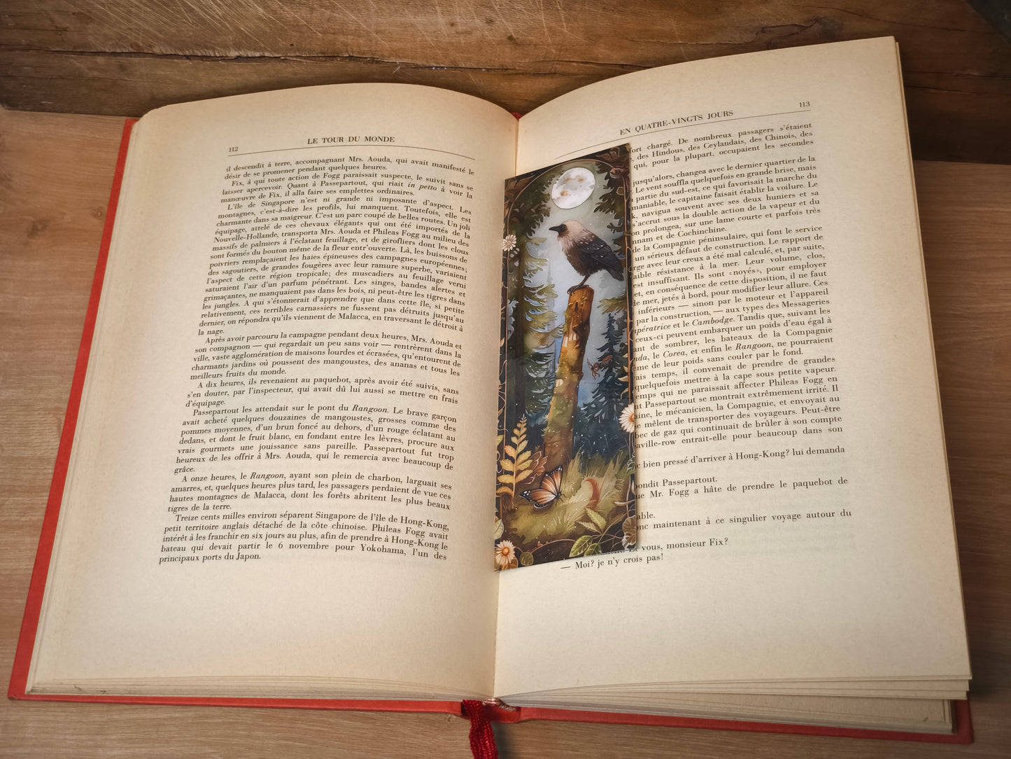 Marque page corbeau sous la lune